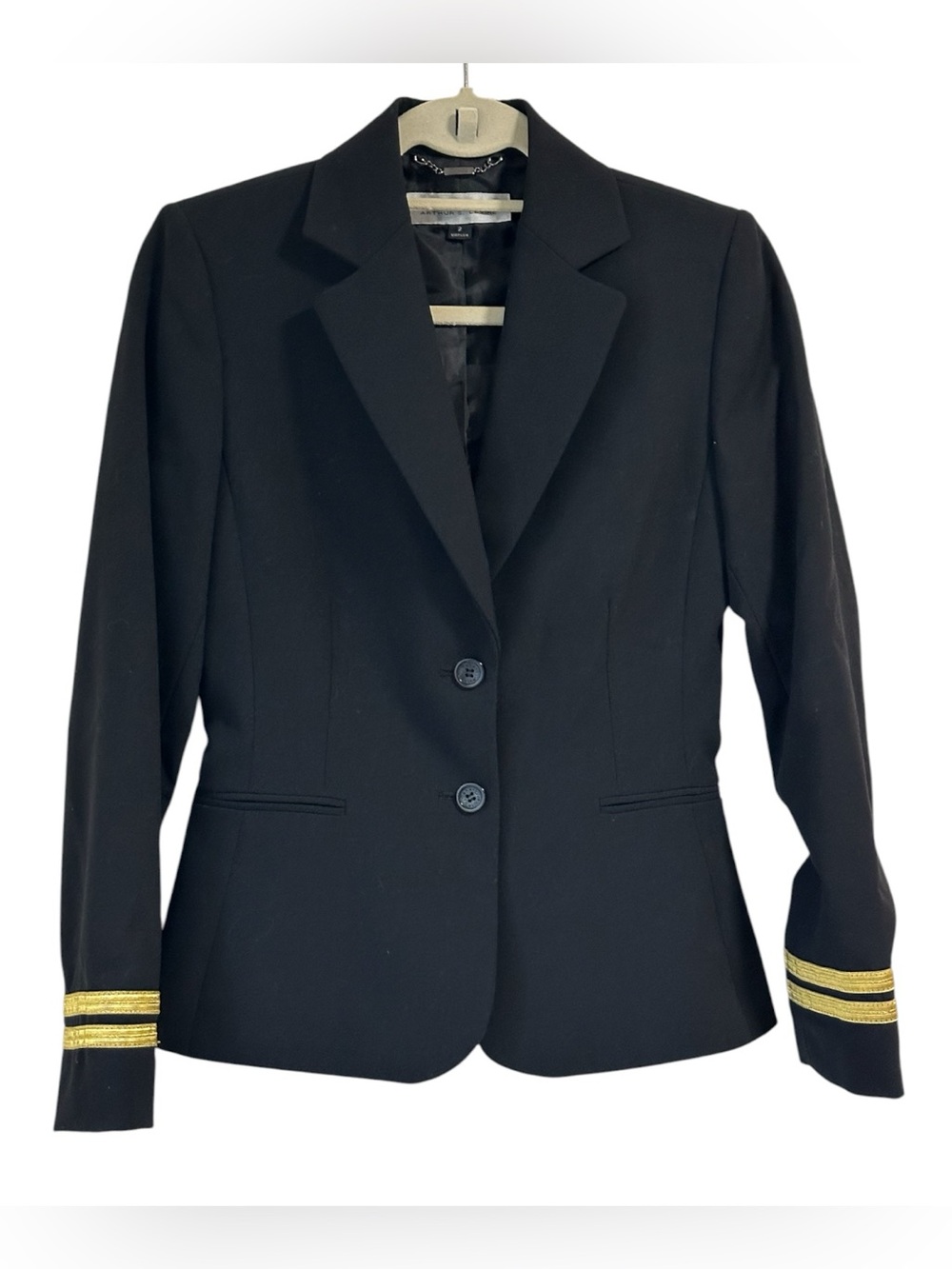 Elie Tahari Vintage Black Wool Blend Blazer Jacket Tailored 2 Button Size XS - 2
